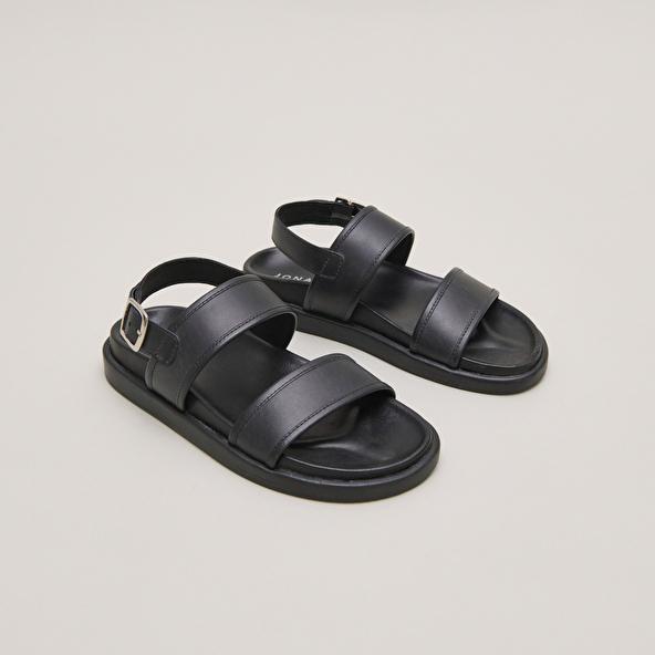 jonak Sandals with double straps in black leather WICHITA