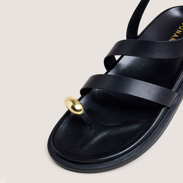Jonak Sandals With Gold Details In Black Leather WEPS