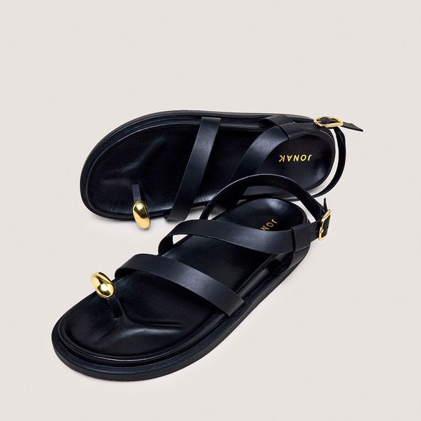 Jonak Sandals With Gold Details In Black Leather WEPS