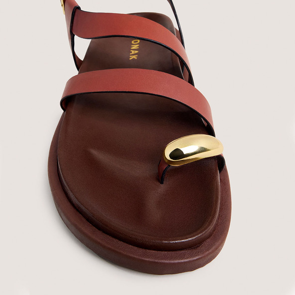 Jonak Sandals With Gold Details In Cognac Leather WEPS