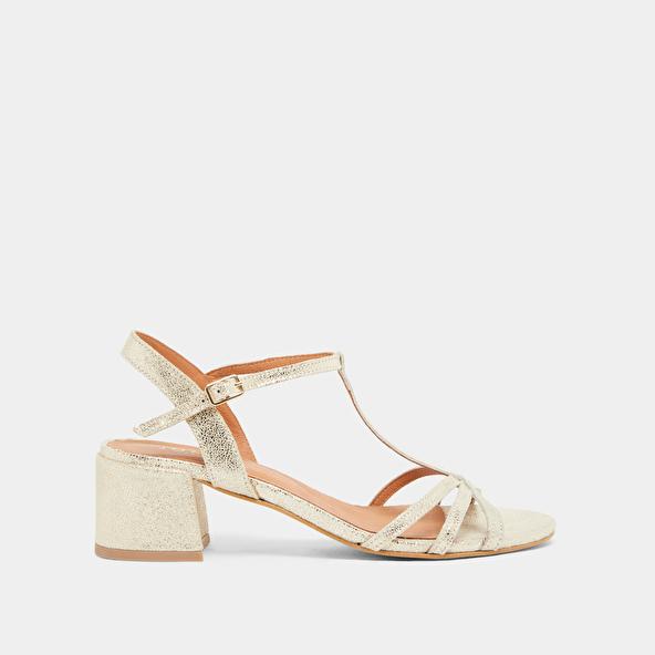 Jonak Sandals With Heels And Open Toes In Platinum Laminated Velvet ADELIA