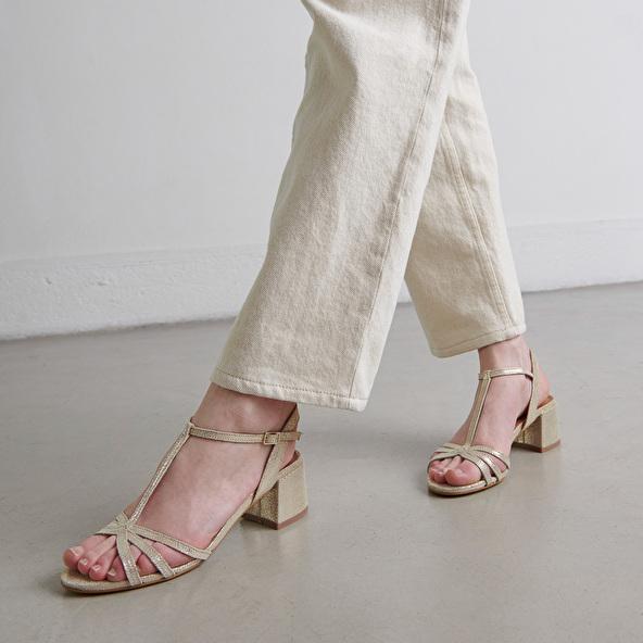 Jonak Sandals With Heels And Open Toes In Platinum Laminated Velvet ADELIA