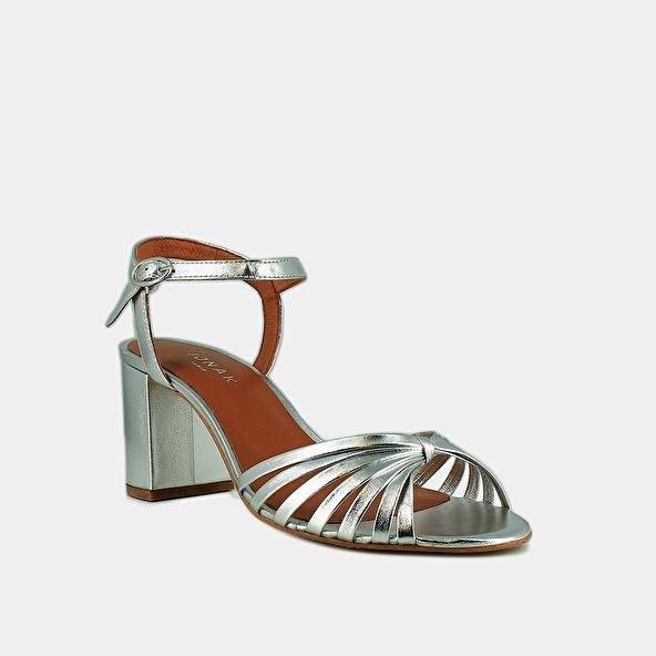 Jonak Sandals With Heels And Open Toes In Silver Metallic Leather VIPSY