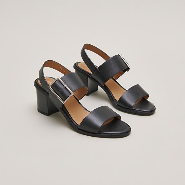 jonak Sandals with heels and straps in black leather ACRE