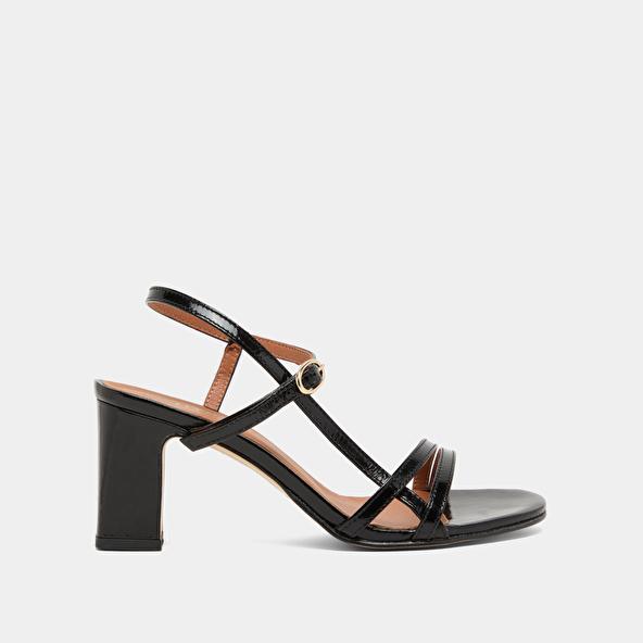 Jonak Sandals With Heels And Straps In Black Shiny Leather VICOMTE