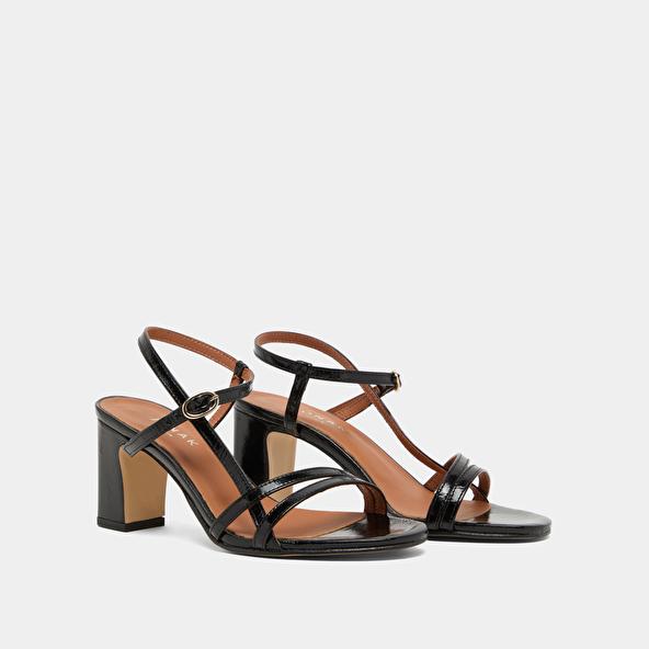 Jonak Sandals With Heels And Straps In Black Shiny Leather VICOMTE