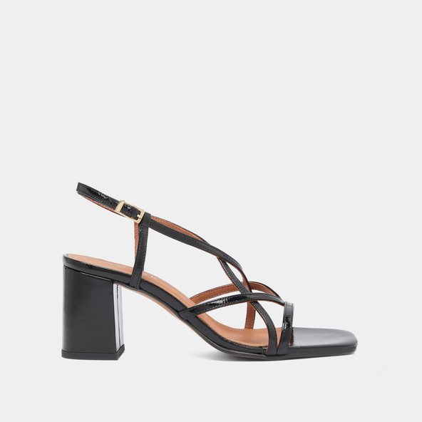 Jonak Sandals With Heels And Straps In Black Shiny Leathe VERLAINE