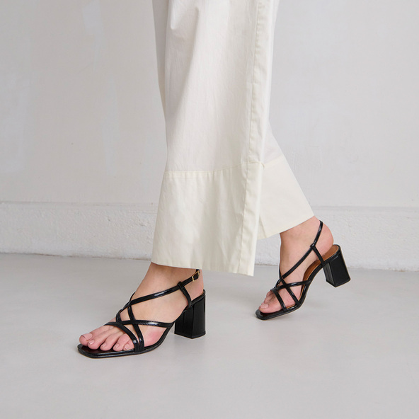 Jonak Sandals With Heels And Straps In Black Shiny Leathe VERLAINE