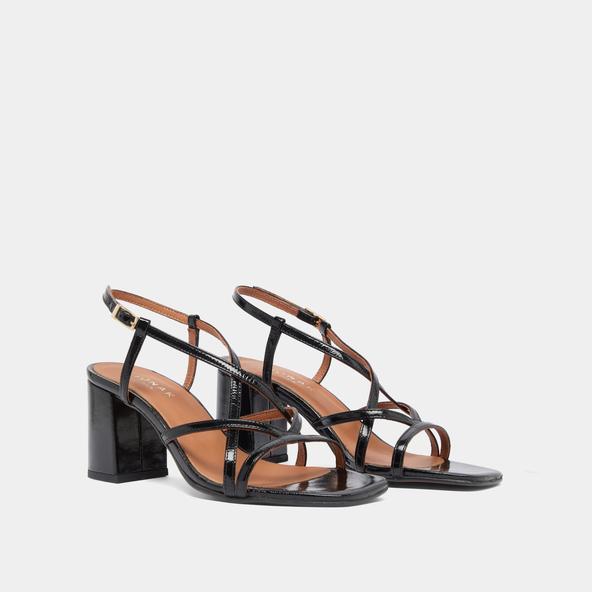 Jonak Sandals With Heels And Straps In Black Shiny Leathe VERLAINE