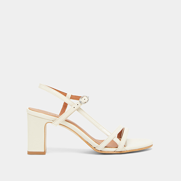 Jonak Sandals With Heels And Straps In Ecru Shiny Leather VICOMTE