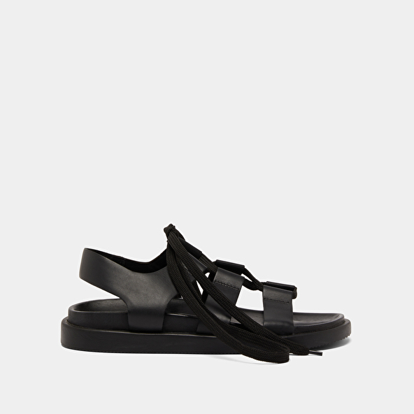 Jonak Sandals With Multiple Straps And Laces In Black Leather WELLINGTON