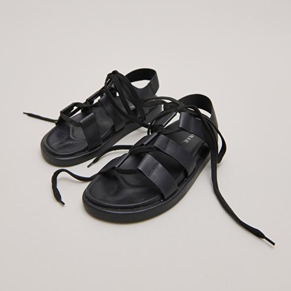 jonak Sandals with multiple straps and laces in black leather WELLINGTON