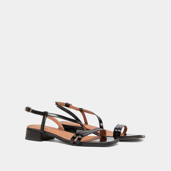 Jonak Sandals With Small Heels In Black Shiny Leather ANAYA