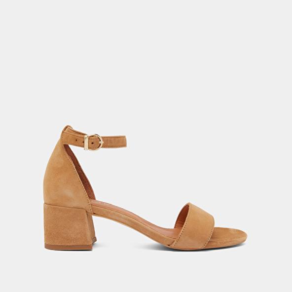 Jonak Sandals With Square Heel In Camel Suede VERDI