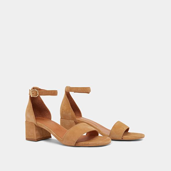 Jonak Sandals With Square Heel In Camel Suede VERDI