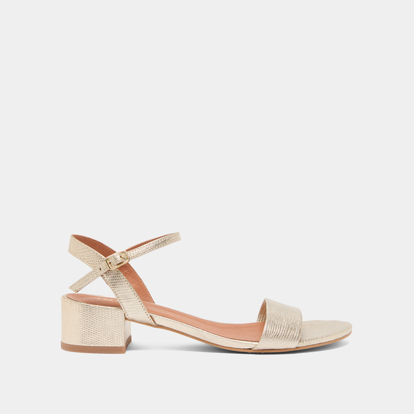 Jonak Sandals With Square Heel In Gold Snakeskin-effect VIA