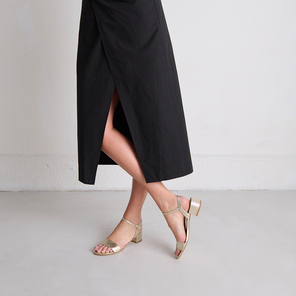 jonak Sandals with square heel in gold snakeskin-effect VIA