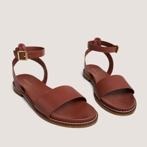 Jonak Sandals With Straps And Adjustable Buckles In Cognac Leather WIK