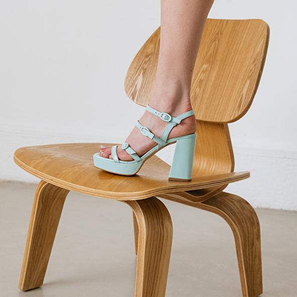 Jonak Sandals With Straps And Square Toes In Turquoise Pleated Leather VALENS