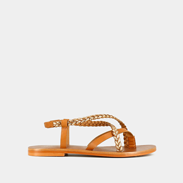 Jonak Sandals With Straps In Leather Camel And Gold WARREN