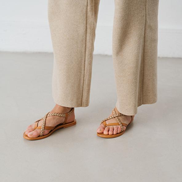 Jonak Sandals With Straps In Leather Camel And Gold WARREN