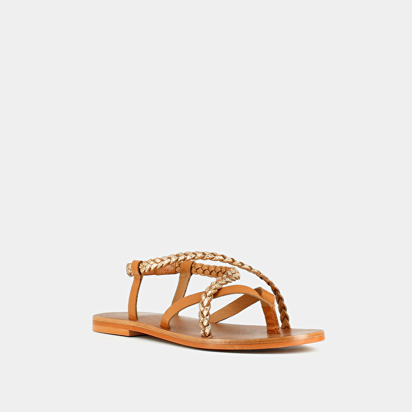 Jonak Sandals With Straps In Leather Camel And Gold WARREN