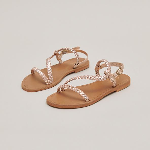 jonak Sandals with straps in silver metallic leather WALLON