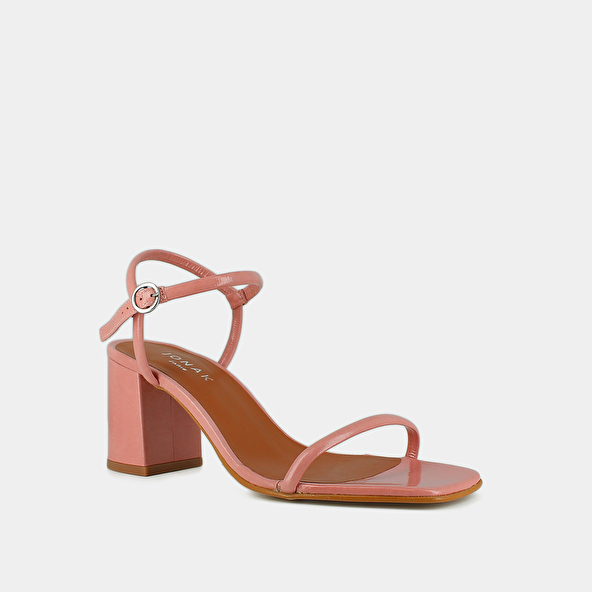 Jonak Sandals With Thin Straps In Pink Pleated Patent VEDETTE