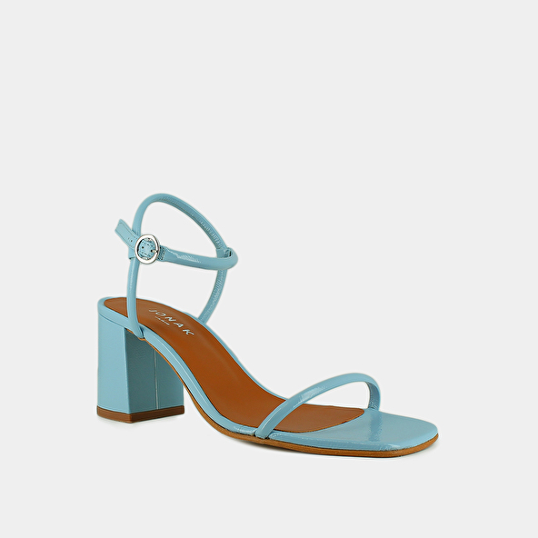 Jonak Sandals With Thin Straps In Sky Blue Pleated Patent VEDETTE