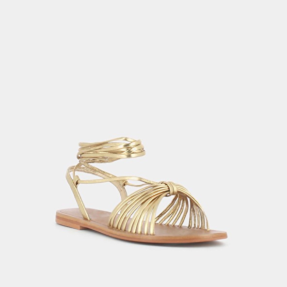 Jonak Sandals With Ties In Gold Metallic Leather WALLEN