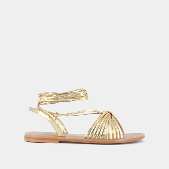 jonak Sandals with ties in gold metallic leather WALLEN