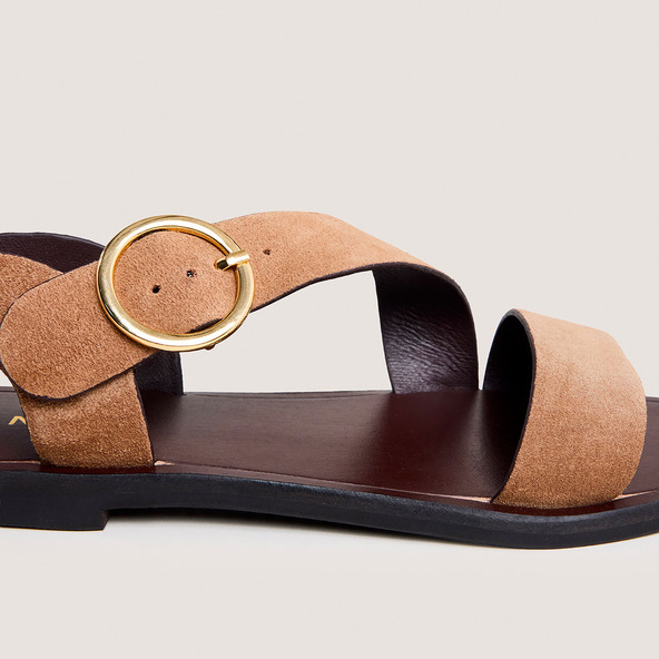 Jonak Sandals With Wide Straps And Adjustable Buckles In Taupe Crust WELBI