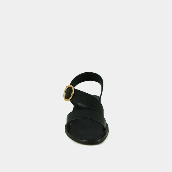 Jonak Sandals With Wide Straps And Adjustable Buckles In Black Leather WELBI