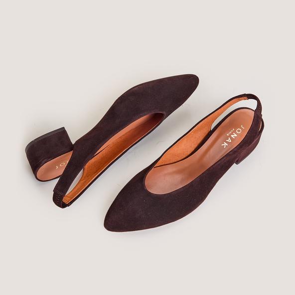 Jonak Slingback Ballet Flat In Dark Brown Velvet VINCE