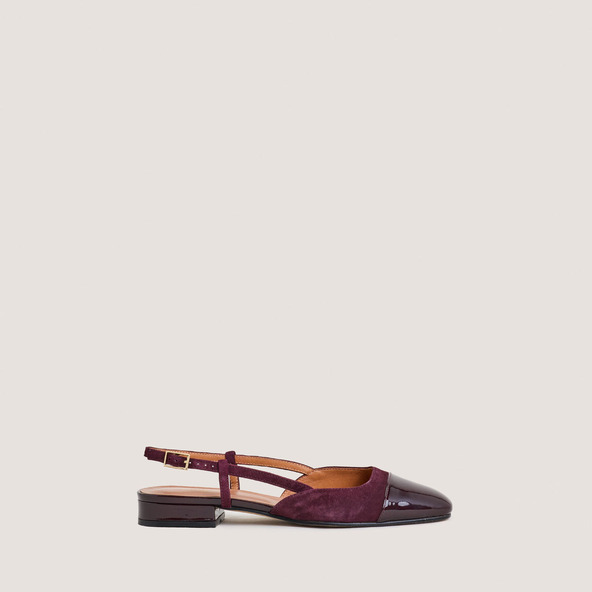 jonak Slingback ballet flats in burgundy patent leather and velvet DHAPOU