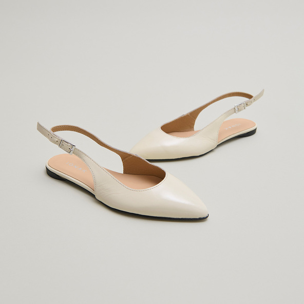 jonak Slingback ballet flats in ecru pleated varnish NOA