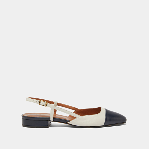 Jonak Slingback Ballet Flats In Navy And Ecru Leather DHAPOU