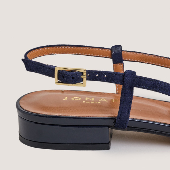 Jonak Slingback Ballet Flats In Navy Patent Leather And Navy Velvet DHAPOU