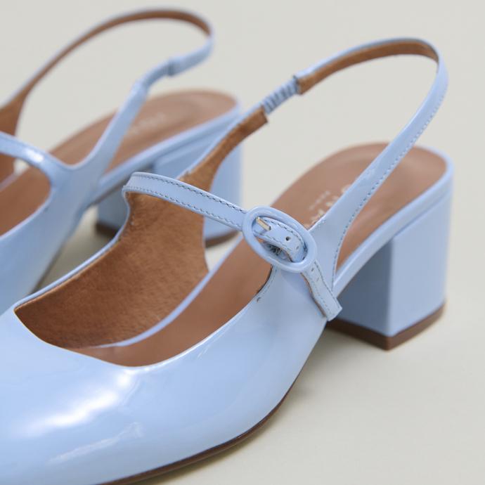Jonak Slingback Briefs With Heels In Light Blue Varnish DAUPHINE