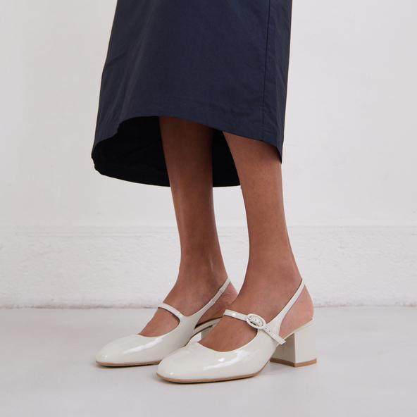 Jonak Slingback Briefs With Heels In Pearl Lacquer DAUPHINE
