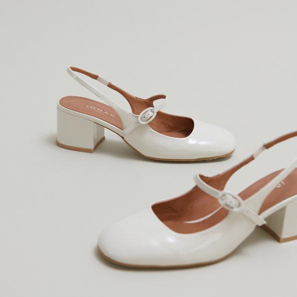 Jonak Slingback Briefs With Heels In Pearl Lacquer DAUPHINE