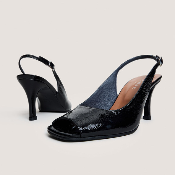 Jonak Slingback Pumps In Black Shiny Leather DEVOTION