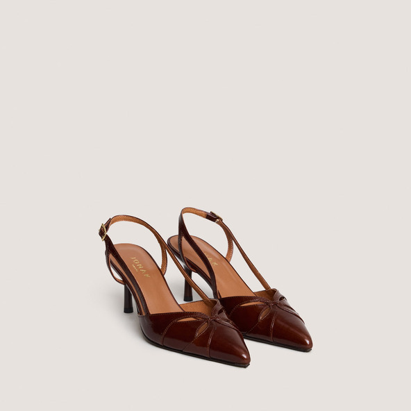 Jonak Slingback Pumps In Shiny Brown Leather DAMOUR