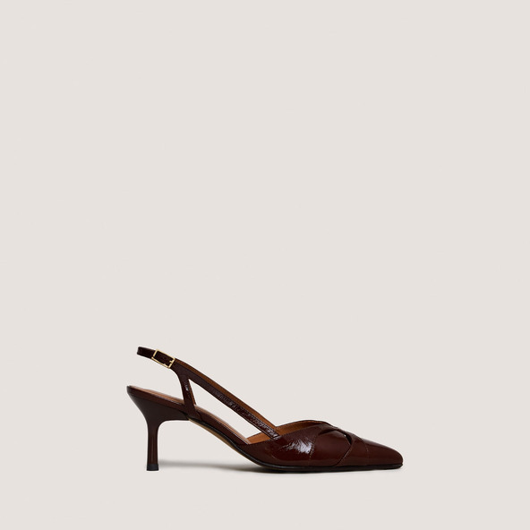 jonak Slingback Pumps in shiny brown leather DAMOUR