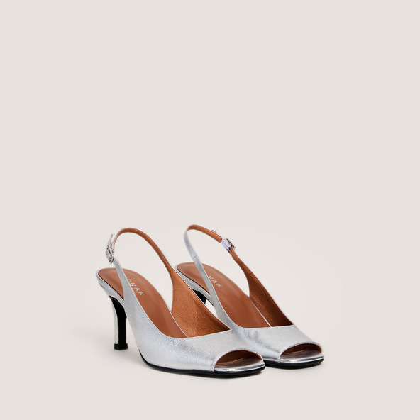 Jonak Slingback Pumps In Silver Metallic Leather DEVOTION