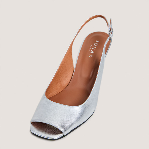 Jonak Slingback Pumps In Silver Metallic Leather DEVOTION