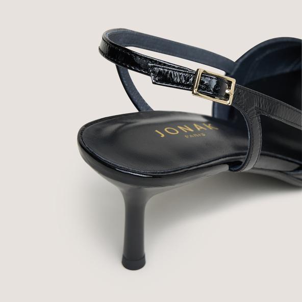 Jonak Slingback Pumps With Pointed Toes In Black Shiny Leather DAMOUR
