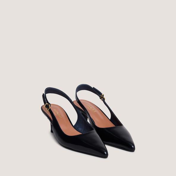 Jonak Slingback Pumps With Small Heels In Black Leather DOUALA
