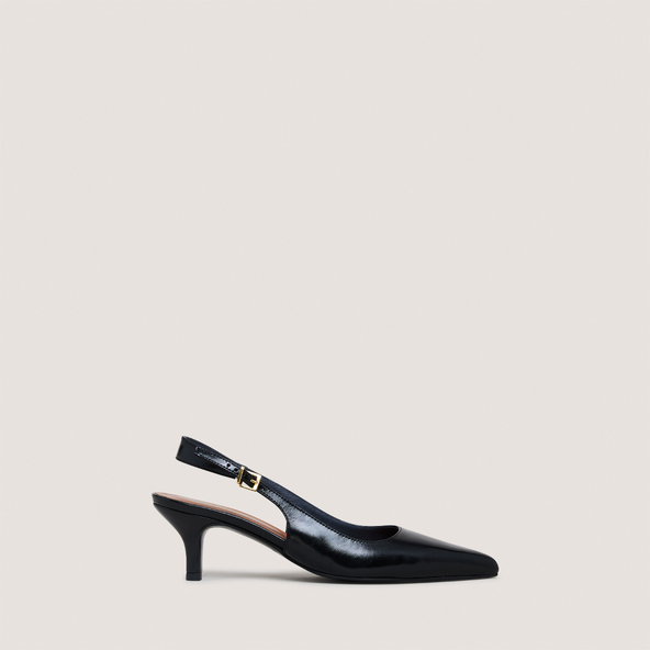 jonak Slingback Pumps with Small Heels in black leather DOUALA