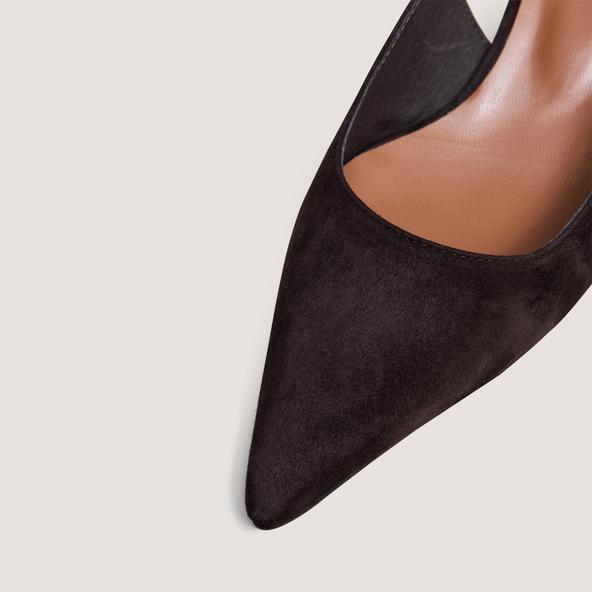 Jonak Slingback Pumps With Small Heels In Dark Brown Velvet DOUALA